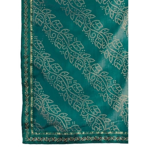 Generic Women's Zomto Bandhini Saree With Unstitched Blouse (Teal Blue, 5-6 Mtrs)