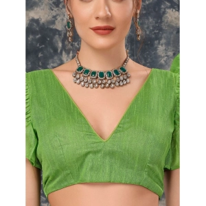 Generic Women's Zomto Printed Saree With Unstitched Blouse (Green, 5-6 Mtrs)