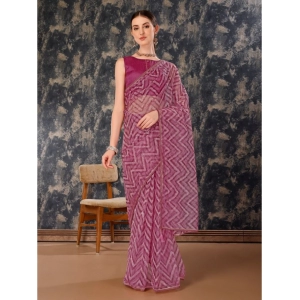 Generic Women's Linen Zig Zag Saree With Unstitched Blouse (Purple, 5-6 Mtrs)