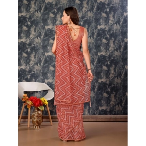 Generic Women's Linen Zig Zag Saree With Unstitched Blouse (Peach, 5-6 Mtrs)
