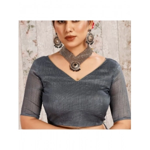 Generic Women's Linen Gola Printed Saree With Unstitched Blouse (Grey, 5-6 Mtrs)
