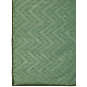 Generic Women's Linen Zig Zag Saree With Unstitched Blouse (Green, 5-6 Mtrs)