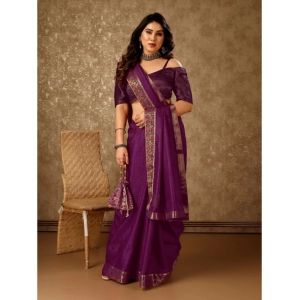 Generic Women's Vichitra Swiroshki Butta Saree With Unstitched Blouse (Wine, 5-6 Mtrs)