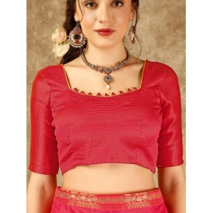 Generic Women's Vichitra Swiroshki Butta Saree With Unstitched Blouse (Pink, 5-6 Mtrs)