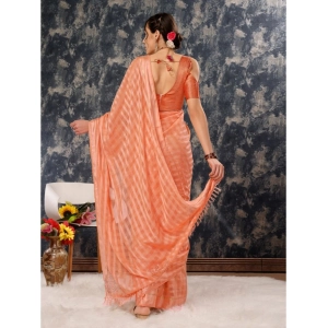 Generic Women's Chiffon Fabric Line Saree With Unstitched Blouse (Peach, 5-6 Mtrs)