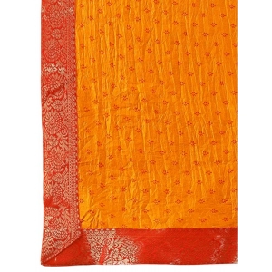Generic Women's Vichitra Bandhini Saree With Unstitched Blouse (Yellow, 5-6 Mtrs)