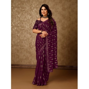 Generic Women's Zomto Laheriya Saree With Unstitched Blouse (Wine, 5-6 Mtrs)