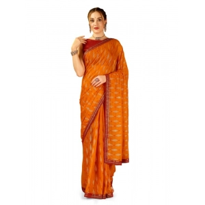 Generic Women's Zomto Laheriya Saree With Unstitched Blouse (Yellow, 5-6 Mtrs)