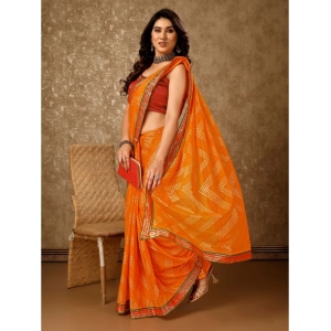 Generic Women's Zomto Zig Zag Saree With Unstitched Blouse (Yellow, 5-6 Mtrs)