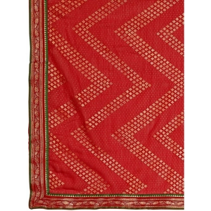 Generic Women's Zomto Zig Zag Saree With Unstitched Blouse (Red, 5-6 Mtrs)