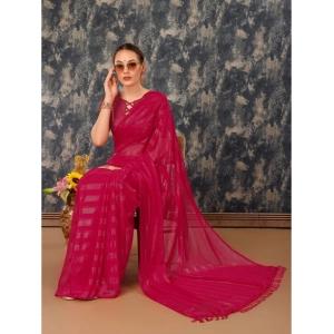 Generic Women's Chiffon Fabric Line Saree With Unstitched Blouse (Rani, 5-6 Mtrs)