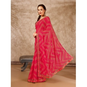 Generic Women's Zomto Zig Zag Saree With Unstitched Blouse (Pink, 5-6 Mtrs)