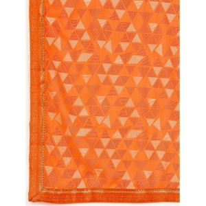 Generic Women's Zomto Printed Saree With Unstitched Blouse (Dark Orange, 5-6 Mtrs)