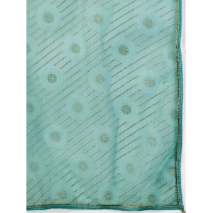 Generic Women's Linen Gola Printed Saree With Unstitched Blouse (Turquies Green, 5-6 Mtrs)