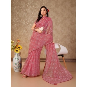 Generic Women's Linen Gola Printed Saree With Unstitched Blouse (Light Pink, 5-6 Mtrs)