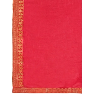 Generic Women's Vichitra Plain Saree With Unstitched Blouse (Pink, 5-6 Mtrs)