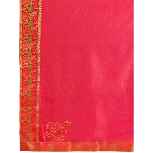 Generic Women's Vichitra Swiroshki Butta Saree With Unstitched Blouse (Pink, 5-6 Mtrs)