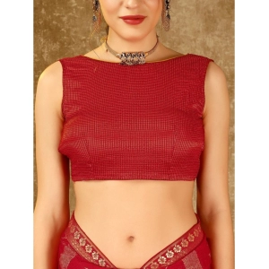 Generic Women's Zomto Patta Chiffon Saree With Unstitched Blouse (Red, 5-6 Mtrs)