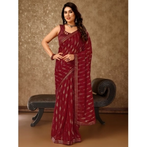 Generic Women's Zomto Laheriya Saree With Unstitched Blouse (Maroon, 5-6 Mtrs)