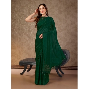 Generic Women's Chiffon Fabric Line Saree With Unstitched Blouse (Green, 5-6 Mtrs)