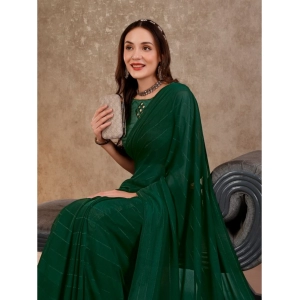 Generic Women's Chiffon Fabric Line Saree With Unstitched Blouse (Green, 5-6 Mtrs)