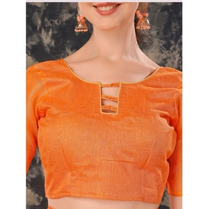 Generic Women's Zomto Checked Saree With Unstitched Blouse (Orange, 5-6 Mtrs)
