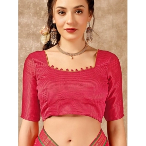 Generic Women's Zomto Zig Zag Saree With Unstitched Blouse (Pink, 5-6 Mtrs)