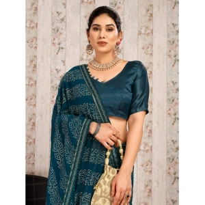 Generic Women's Zomto Bandhini Saree With Unstitched Blouse (Blue, 5-6 Mtrs)