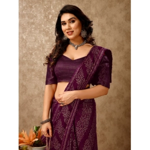 Generic Women's Zomto Bandhini Saree With Unstitched Blouse (Wine, 5-6 Mtrs)