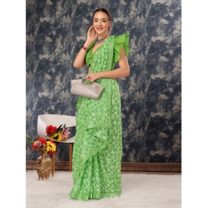 Generic Women's Zomto Printed Saree With Unstitched Blouse (Green, 5-6 Mtrs)