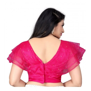 Generic Women's Nylon Diamond Work Readymade Blouse (Pink, Size: Free Size)