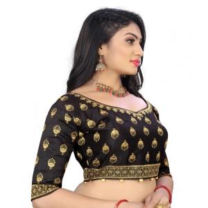 Generic Women's Phantom Embroidery Readymade Blouse (Black, Size: Free Size)