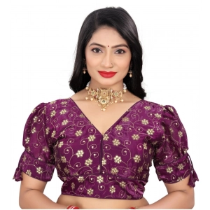 Generic Women's Jimmy Choo Embroidery Readymade Blouse (Purple, Size: Free Size)