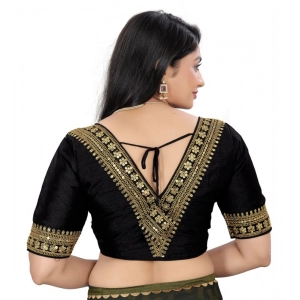 Generic Women's Banglory Embroidery Readymade Blouse (Black, Size: Free Size)
