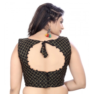 Generic Women's Satin Embroidery Readymade Blouse (Black, Size: Free Size)