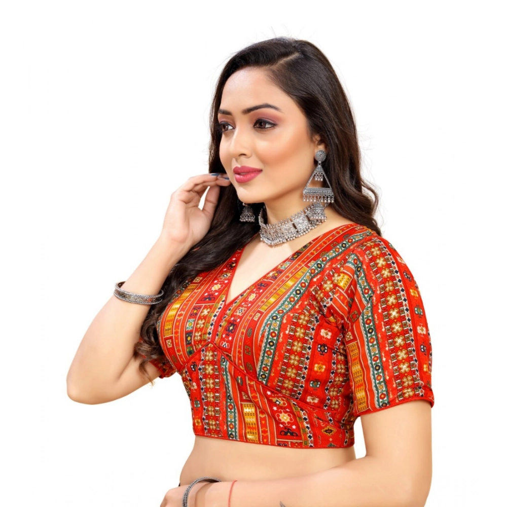 Women's Cotton Blend Plain Readymade Blouse (Red, Size: Free Size) Women's Cotton Blend Plain Readymade Blouse (Red, Size: Free Size)