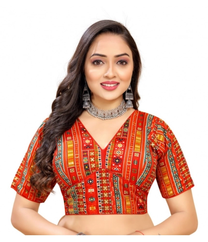 Women's Cotton Blend Plain Readymade Blouse (Red, Size: Free Size)