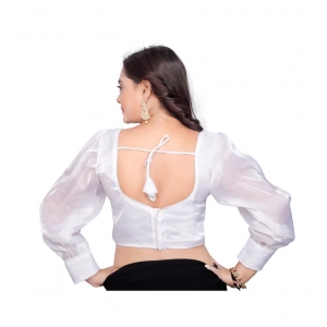 Generic Women's Organza Plain Readymade Blouse (White, Size: Free Size)