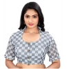 Women's Cotton Blend Checks Readymade Blouse (Grey, Size: Free Size) Women's Cotton Blend Checks Readymade Blouse (Grey, Size: Free Size)