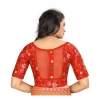 Women's Satin Floral Readymade Blouse (Red, Size: Free Size) Women's Satin Floral Readymade Blouse (Red, Size: Free Size)