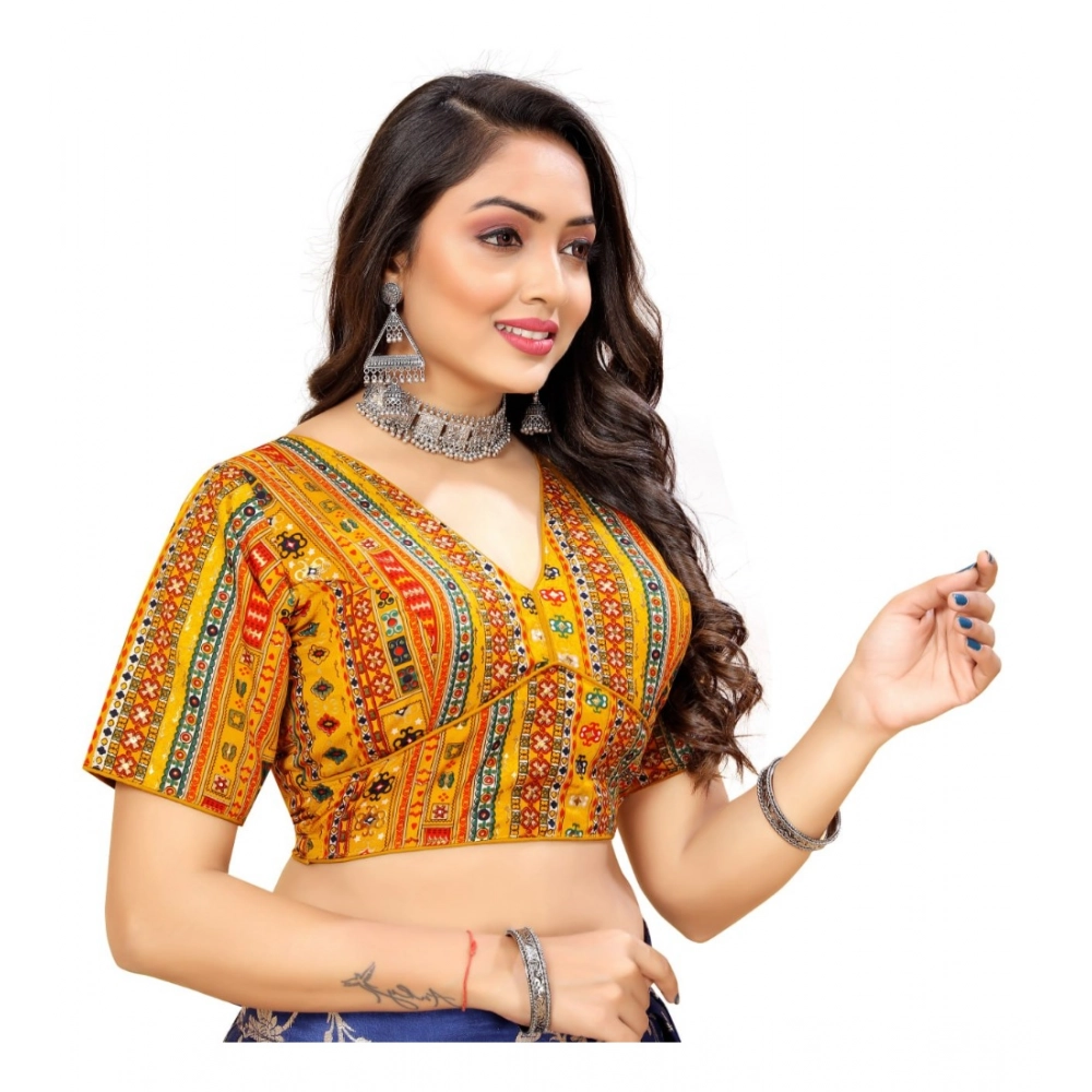 Women's Cotton Blend Plain Readymade Blouse (Mustard, Size: Free Size) Women's Cotton Blend Plain Readymade Blouse (Mustard, Size: Free Size)