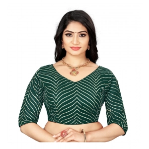 Generic Women's Georgette Embroidery Readymade Blouse (Green, Size: Free Size)