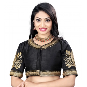 Generic Women's Phantom Embroidery Readymade Blouse (Black, Size: Free Size)