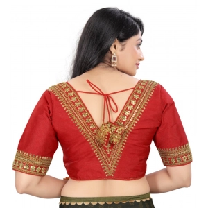 Generic Women's Banglory Embroidery Readymade Blouse (Red, Size: Free Size)