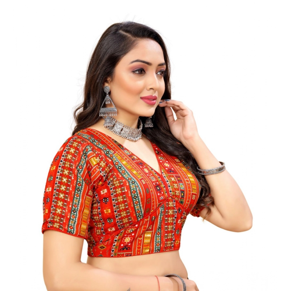 Women's Cotton Blend Plain Readymade Blouse (Red, Size: Free Size) Women's Cotton Blend Plain Readymade Blouse (Red, Size: Free Size)