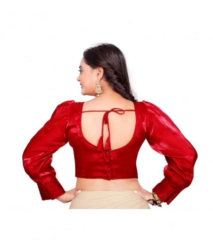 Women's Organza Plain Readymade Blouse (Red, Size: Free Size) Women's Organza Plain Readymade Blouse (Red, Size: Free Size)