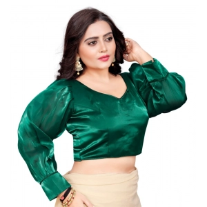 Generic Women's Organza Plain Readymade Blouse (Green, Size: Free Size)