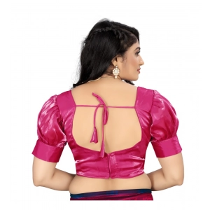 Generic Women's Organza Plain Readymade Blouse (Pink, Size: Free Size)