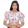 Women's Cotton Blend Floral Readymade Blouse (Pink, Size: Free Size) Women's Cotton Blend Floral Readymade Blouse (Pink, Size: Free Size)