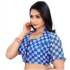 Women's Cotton Blend Checks Readymade Blouse (Blue, Size: Free Size) Women's Cotton Blend Checks Readymade Blouse (Blue, Size: Free Size)